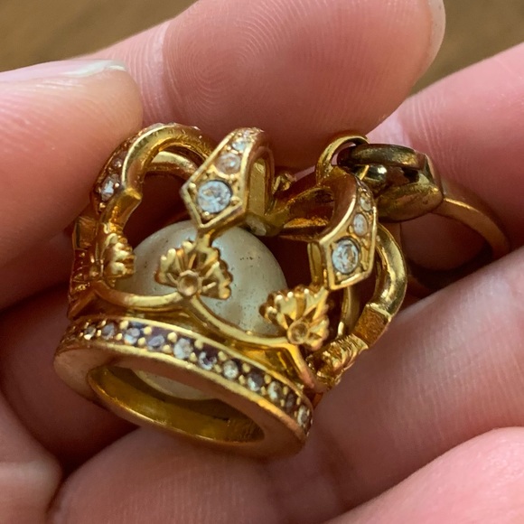 AUTHENTIC JUICY COUTURE RARE CROWN PEARL DOME CHARM BRACELET - Picture 10 of 12